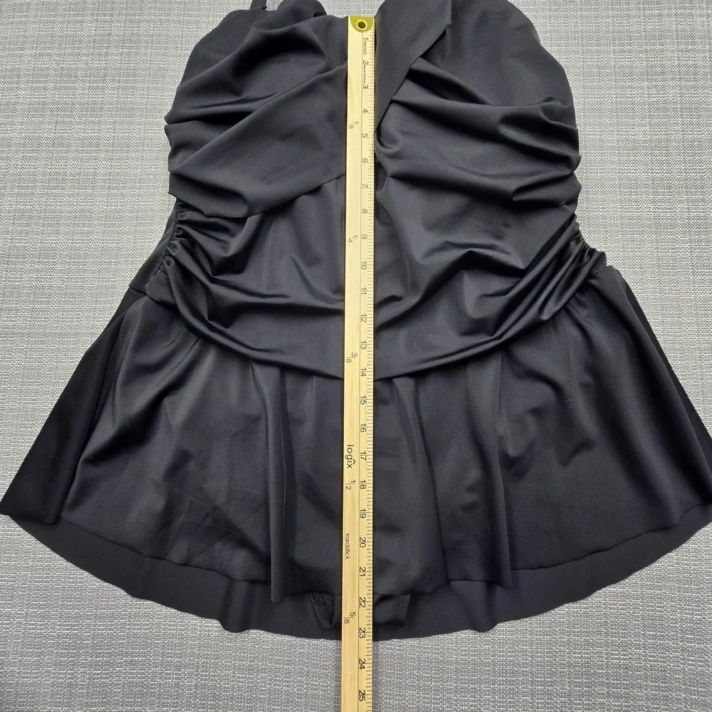 Swimsuits For All Swimdress Womens 20 Black Ruched Skirted One Piece Lined - Picture 3 of 11